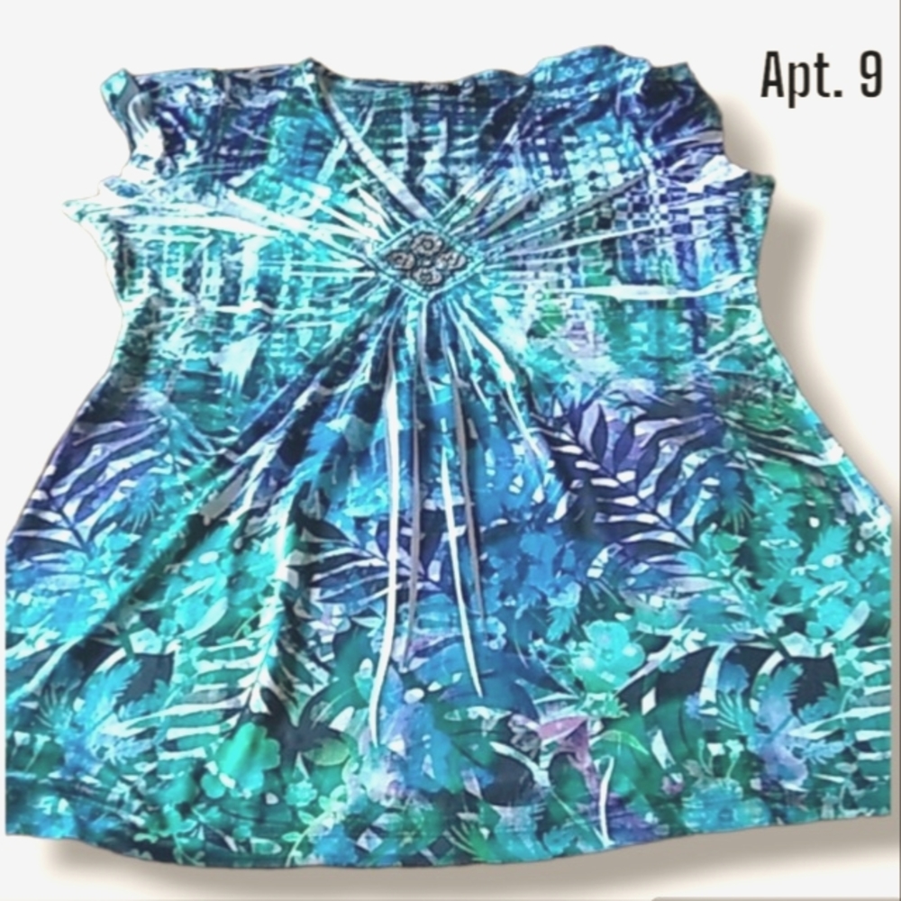 Apt 9 tropical tunic top Petite L
